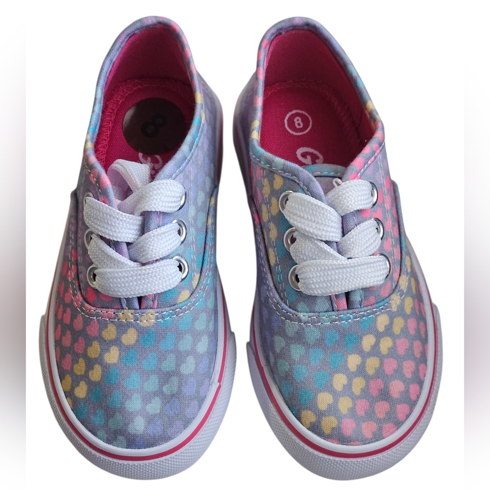 Girls' Pastel Heart Canvas Sneakers - Pink & Purple